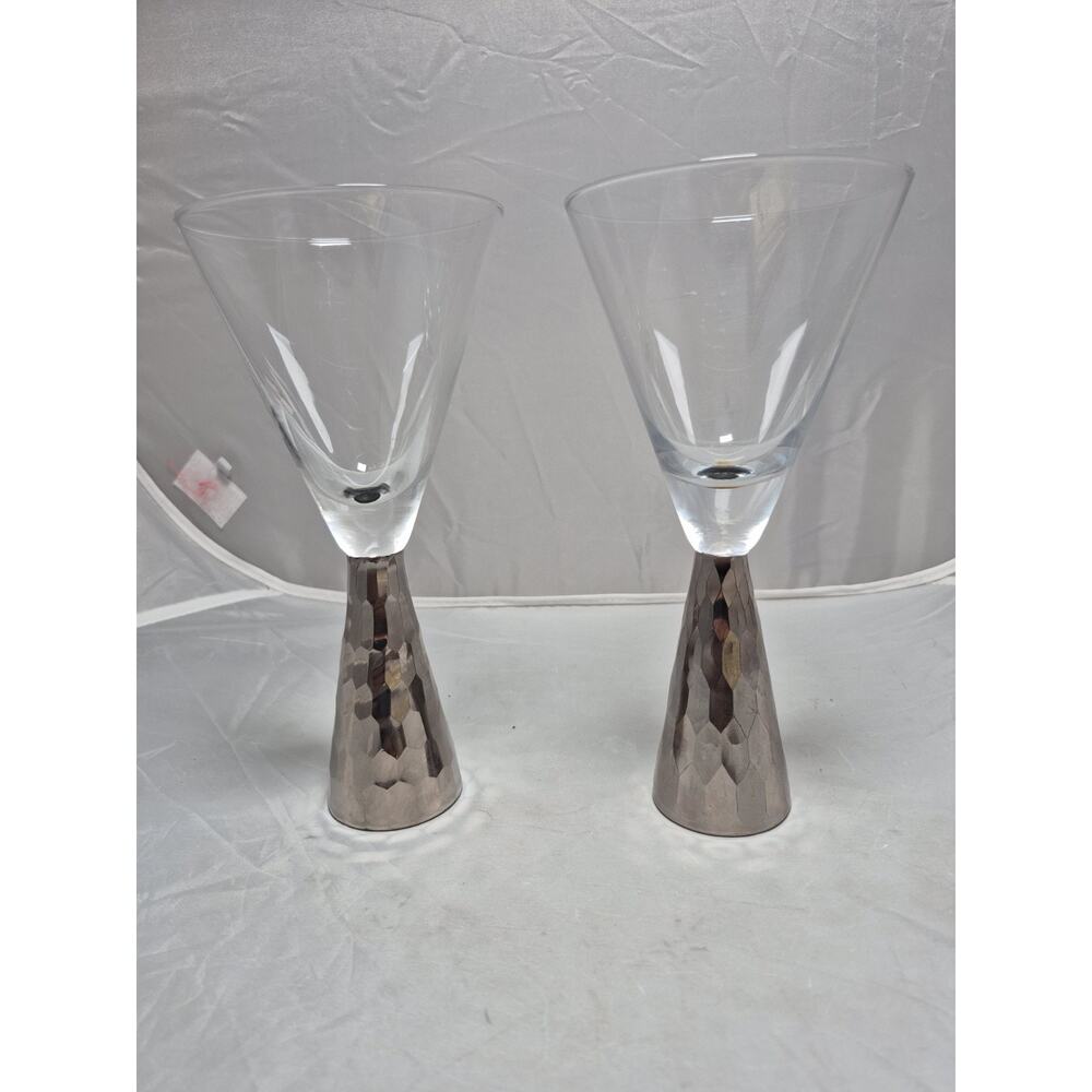💥 Platinum Verglas Martini Glasses Mercury Rare Set of 2